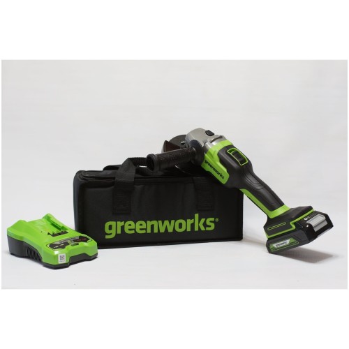 Угловая шлифовальная машина Greenworks 24В, аккумуляторная Greenworks (В комплекте с АКБ 2Ач. и ЗУ) [3200207UA]